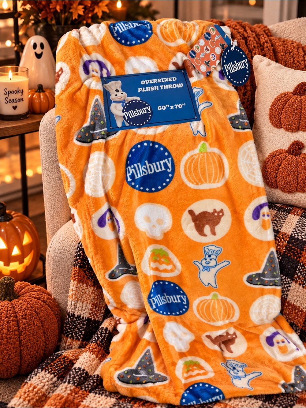 Orange Pillsbury fun halloween cookie blanket